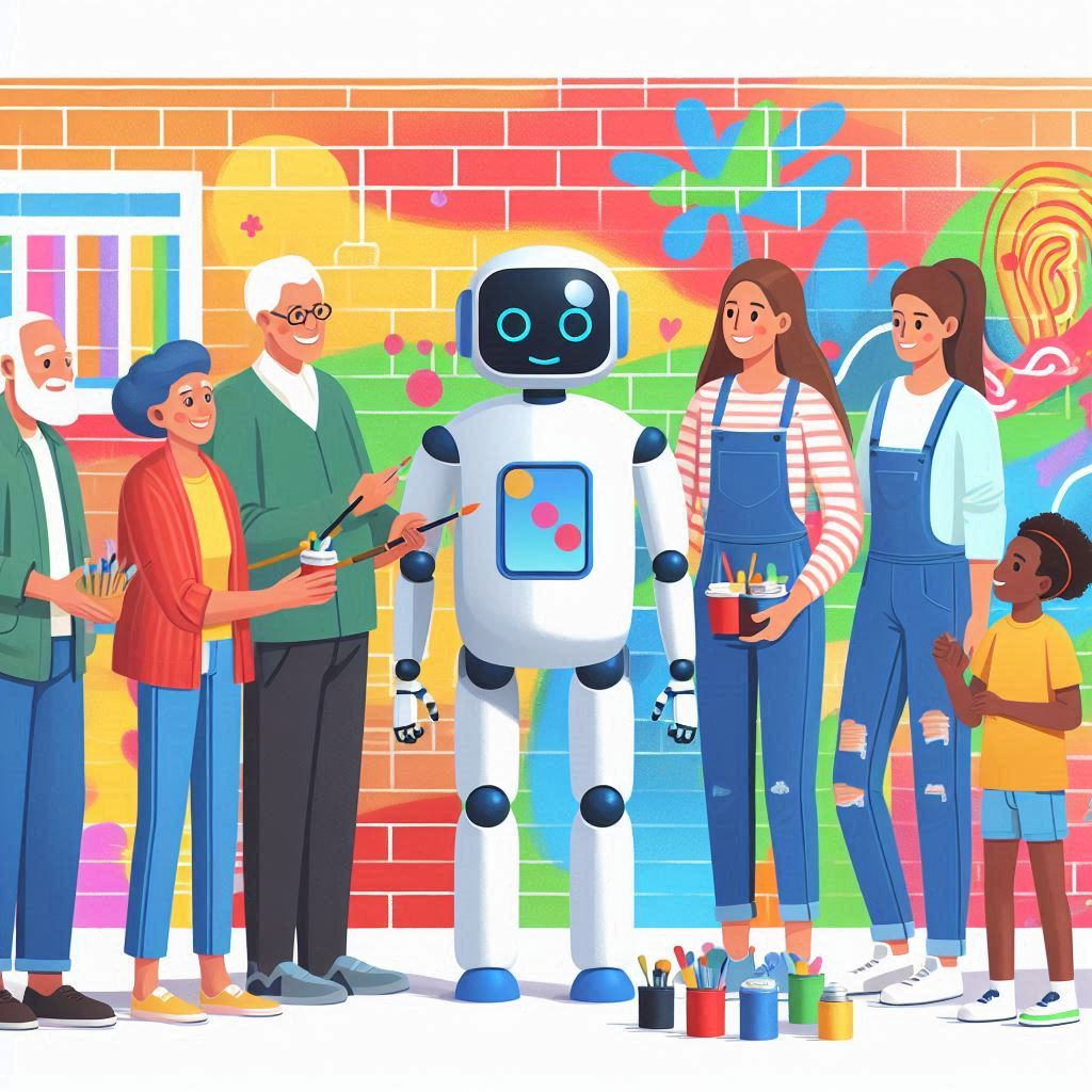 People painting alongside AI